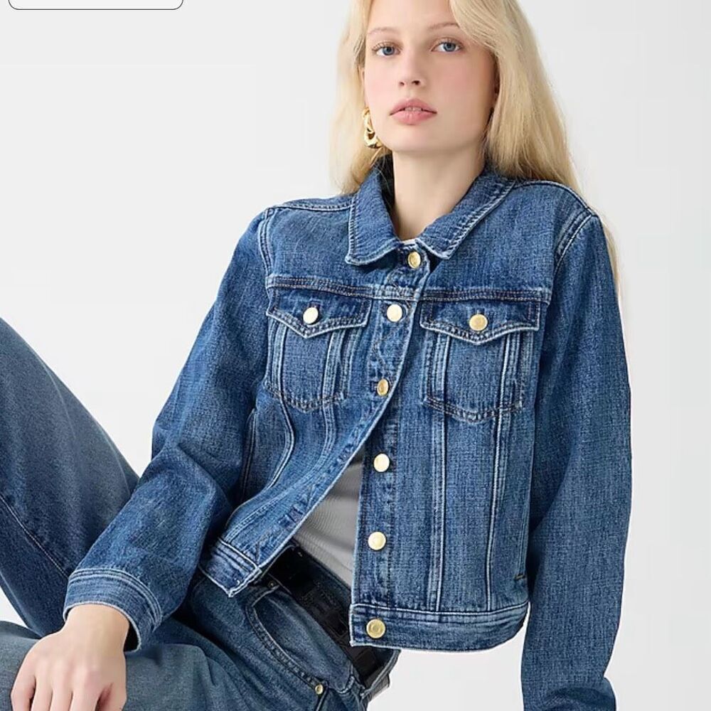 J.Crew Women's XS Denim Jacket Blue Alicia Wash Casual Button Front - Picture 1 of 8